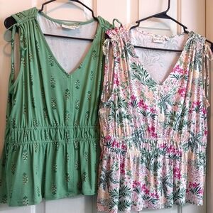 Green and Floral Sleeveless Top Bundle by Wonderly.